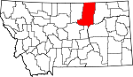 Map of Montana showing Phillips County - Click on map for a greater detail.