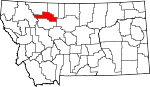 Map of Montana showing Pondera County - Click on map for a greater detail.