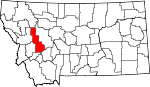 Map of Montana showing Powell County - Click on map for a greater detail.