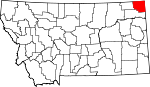 Map of Montana showing Sheridan County - Click on map for a greater detail.