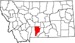 Map of Montana showing Sweet Grass County - Click on map for a greater detail.