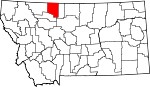Map of Montana showing Toole County - Click on map for a greater detail.
