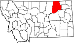 Map of Montana showing Valley County - Click on map for a greater detail.