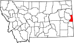 Map of Montana showing Wibaux County - Click on map for a greater detail.