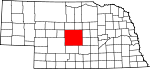 Map of Nebraska showing Custer County - Click on map for a greater detail.