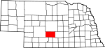 Map of Nebraska showing Dawson County - Click on map for a greater detail.