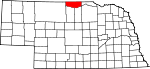 Map of Nebraska showing Keya Paha County - Click on map for a greater detail.
