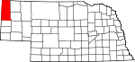 Map of Nebraska showing Sioux County - Click on map for a greater detail.