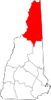 Map of New Hampshire showing Coos County - Click on map for a greater detail.