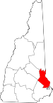 Map of New Hampshire showing Strafford County - Click on map for a greater detail.