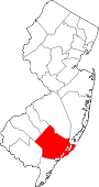 Map of New Jersey showing Atlantic County - Click on map for a greater detail.