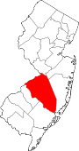 Map of New Jersey showing Burlington County - Click on map for a greater detail.