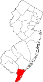 Map of New Jersey showing Cape May County - Click on map for a greater detail.