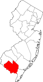 Map of New Jersey showing Cumberland County - Click on map for a greater detail.