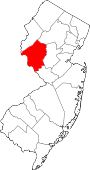 Map of New Jersey showing Hunterdon County - Click on map for a greater detail.