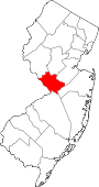 Map of New Jersey showing Mercer County - Click on map for a greater detail.