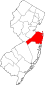 Map of New Jersey showing Monmouth County - Click on map for a greater detail.