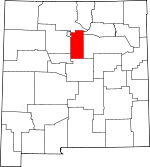 Map of New Mexico showing Santa Fe County - Click on map for a greater detail.