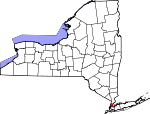 Map of New York showing Bronx County - Click on map for a greater detail.