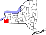 Map of New York showing Cattaraugus County - Click on map for a greater detail.