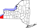 Map of New York showing Chautauqua County - Click on map for a greater detail.