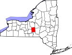 Map of New York showing Cortland County - Click on map for a greater detail.