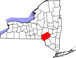 Map of New York showing Delaware County - Click on map for a greater detail.