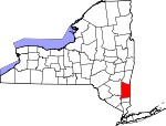 Map of New York showing Dutchess County - Click on map for a greater detail.