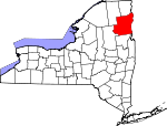 Map of New York showing Essex County - Click on map for a greater detail.