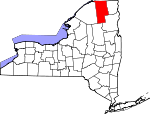 Map of New York showing Franklin County - Click on map for a greater detail.