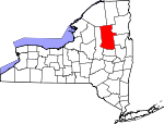 Map of New York showing Hamilton County - Click on map for a greater detail.
