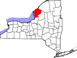 Map of New York showing Jefferson County - Click on map for a greater detail.