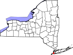 Map of New York showing Kings County - Click on map for a greater detail.