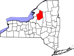 Map of New York showing Lewis County - Click on map for a greater detail.
