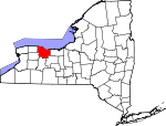Map of New York showing Monroe County - Click on map for a greater detail.