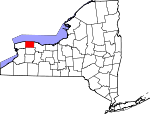 Map of New York showing Orleans County - Click on map for a greater detail.