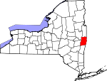 Map of New York showing Rensselaer County - Click on map for a greater detail.