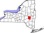 Map of New York showing Schoharie County - Click on map for a greater detail.