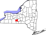 Map of New York showing Schuyler County - Click on map for a greater detail.