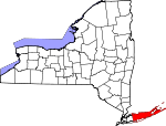 Map of New York showing Suffolk County - Click on map for a greater detail.