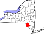 Map of New York showing Sullivan County - Click on map for a greater detail.