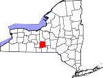 Map of New York showing Tompkins County - Click on map for a greater detail.