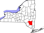 Map of New York showing Ulster County - Click on map for a greater detail.