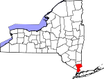 Map of New York showing Westchester County - Click on map for a greater detail.
