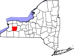 Map of New York showing Wyoming County - Click on map for a greater detail.