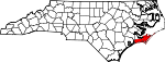 Map of North Carolina showing Carteret County - Click on map for a greater detail.