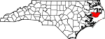 Map of North Carolina showing Hyde County - Click on map for a greater detail.