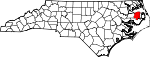 Map of North Carolina showing Tyrrell County - Click on map for a greater detail.