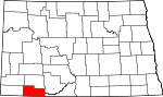 Map of North Dakota showing Adams County - Click on map for a greater detail.