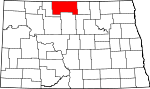 Map of North Dakota showing Bottineau County - Click on map for a greater detail.